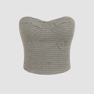 NEW Cider Black and White Houndstooth Crop Top